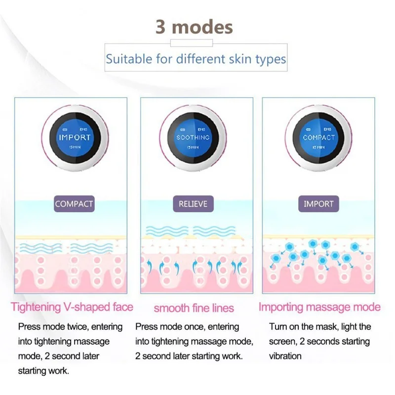 Ems Vibration v Gesichts massage gerät Anti-Falten-Massage Silikon elektrische Gesichts schönheits maske