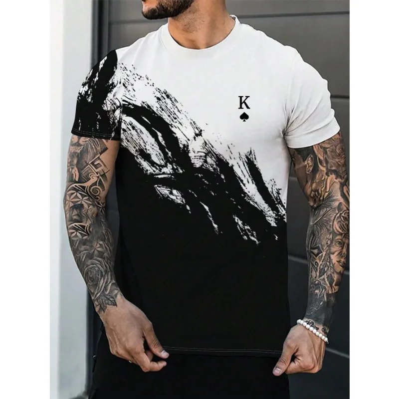 

Модные мужские футболки с 3D принтом градиентного цвета, повседневные мужские футболки с круглым вырезом и короткими рукавами, дышащие мужские футболки большого размера, топы