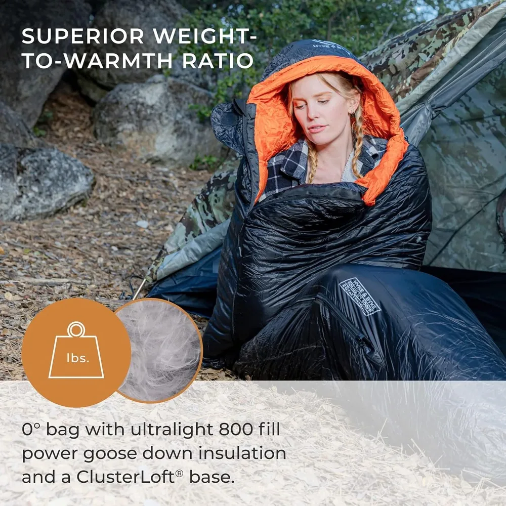 Eolus 0°F Cold Weather Mummy Hiking & Backpacking Sleeping Bag - Goose Down 800 FP 4 Season Sleeping Bags for Adult