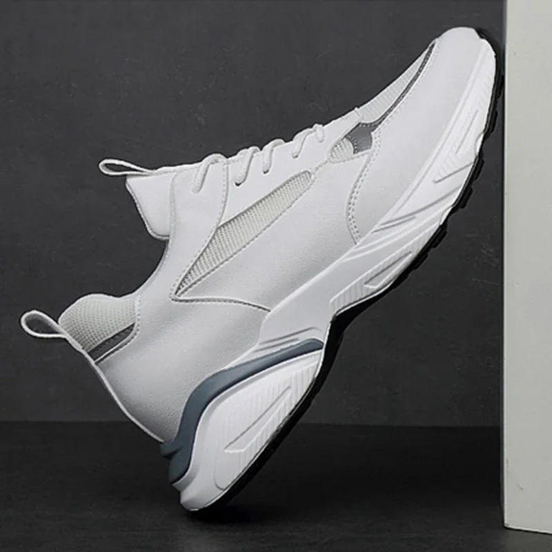 حذاء رياضي رجالي مكتنز ، حذاء كاجوال ، جيد التهوية ، جلد طبيعي ، جلد بقر ، مدربين سميك ، عصري ، عالي الجودة ، مقاس 36-44 ، 6 ، 8