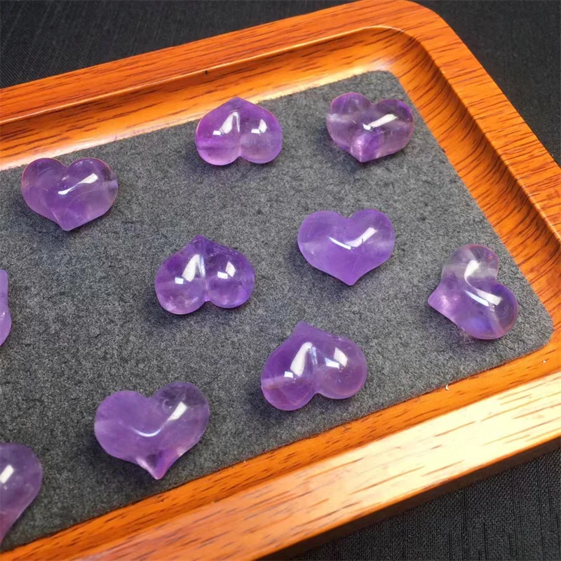 

10PCS Natural Amethyst Peach Heart DIY Jewelry Accessories Mini Crystal Carving Reiki Healing Gematone 14x17mm