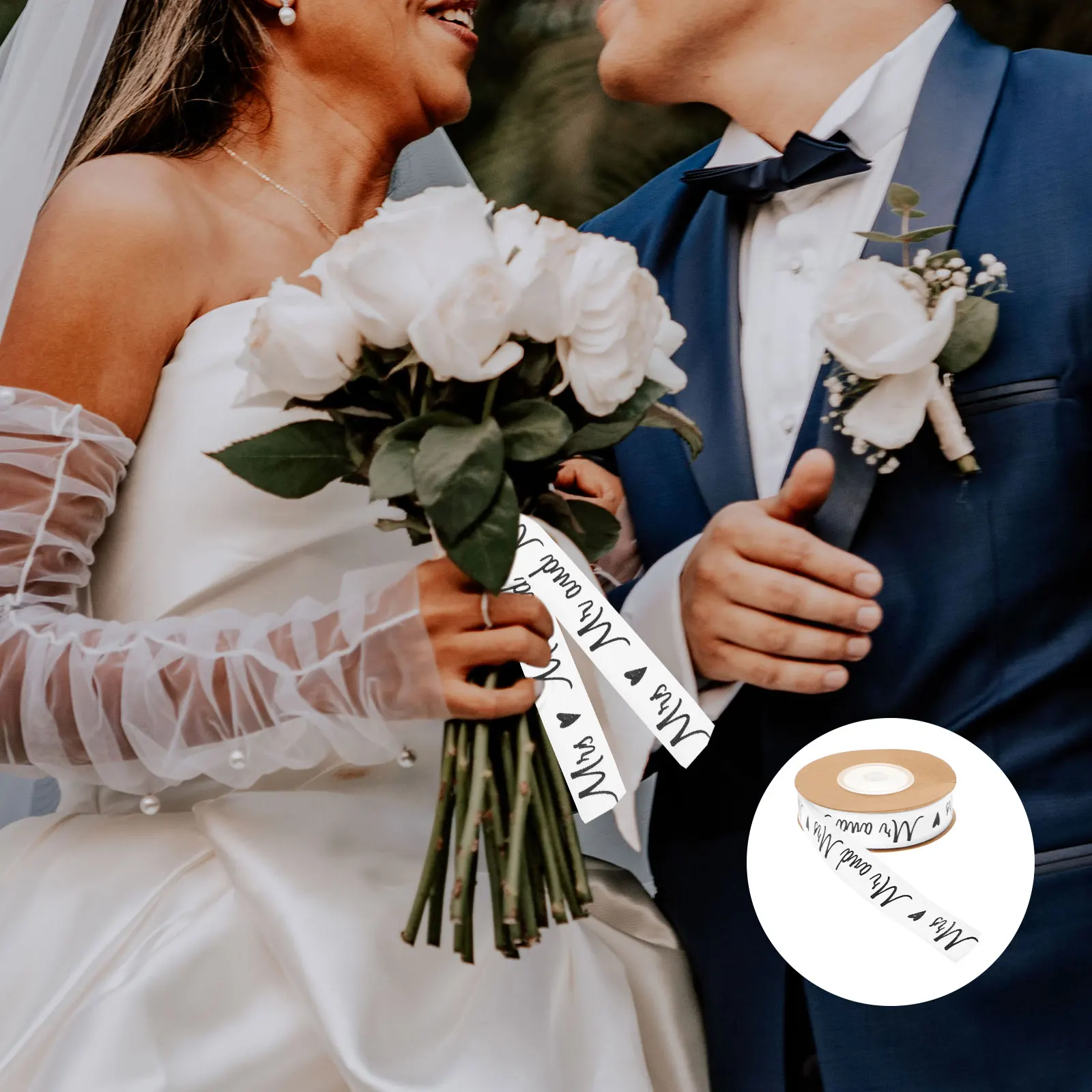 

Wedding Decorative Ribbon for Bridal Party Gifts White Tree Balloons Cotton Letter Design Reusable Craft Supplies