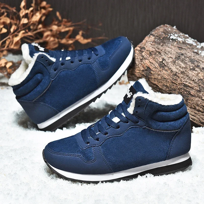 2023 Men Boots Winter Unisex Lightweight Hight Top Sneakers Outdoor No Slip Warm Snow Boots Plush Women Footwear Plus Size 36-48