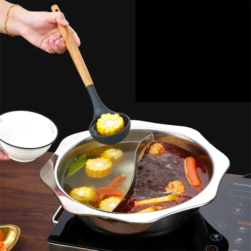 Stainless steel mandarin duck pots Star anise hot pot basin Home restaurant side dish Moon disk pots and pans hot cooking pot