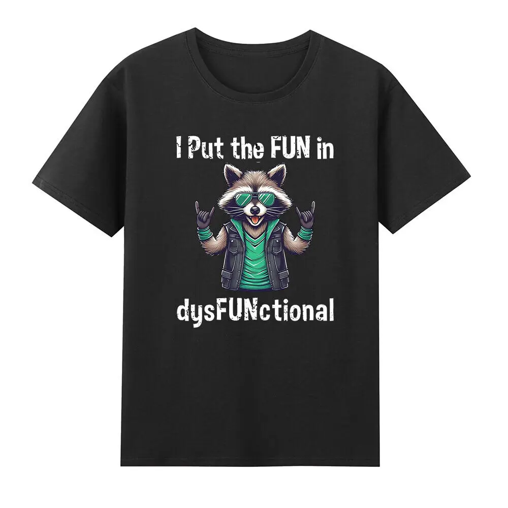 I Put The Fun In Dysfunctional Funny Raccoon Rock Graphic Vintage Men's T-Shirt