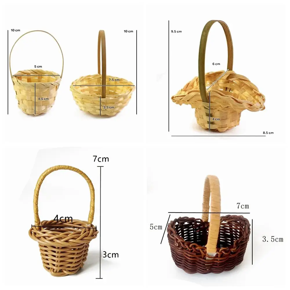 1Pc Mini Braid Flower Baskets with Handle Party Supplies Handheld Baskets Flower Arrangement Basket Wedding Ornaments  ﻿