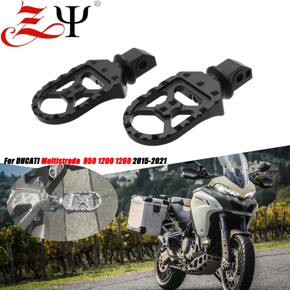 For Ducati Multistrada 1200S ENDURO 950 1200 1260 2015- Adjustable Front Footrest Rotatable Passenger Foot Pegs Rests