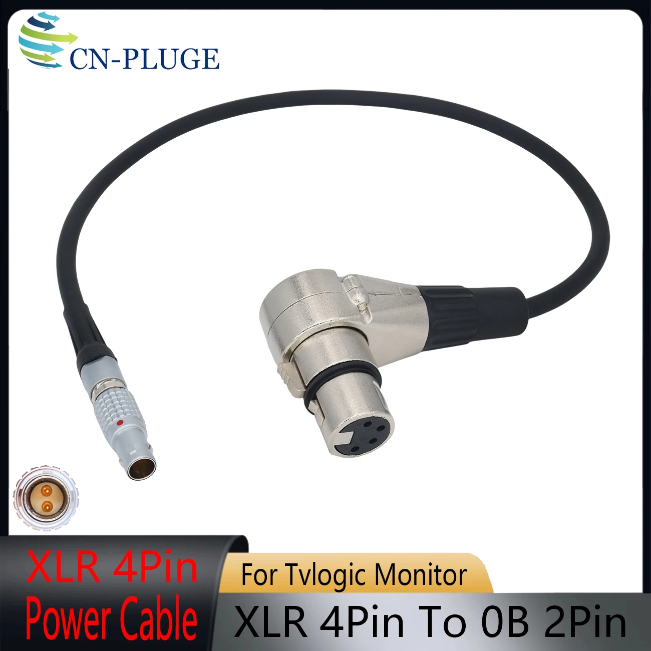 Camer 0B 2Pin to XLR 4Pin Female Cable For Tvlogic Monitor Power Cable