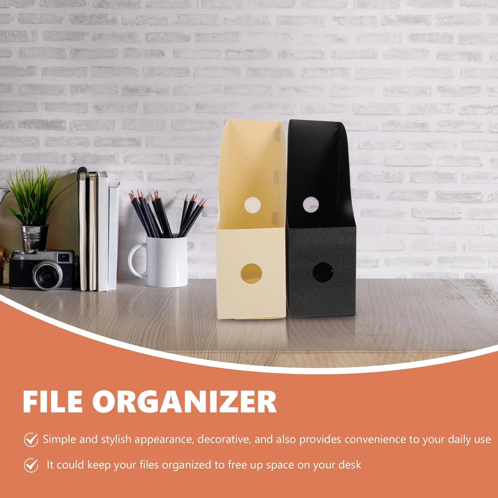 

2Pcs Office File Holder Simple Design Magazine and Document Organizer Tabletop Book Bin for Classroom Study Daily Use Storage