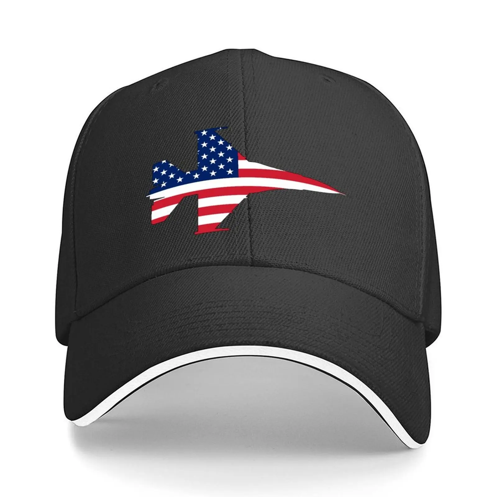 Flag of the United States of America in shape of F-16 Fighting Falcon Baseball Cap Thermal Visor Hat Beach For Man Women's