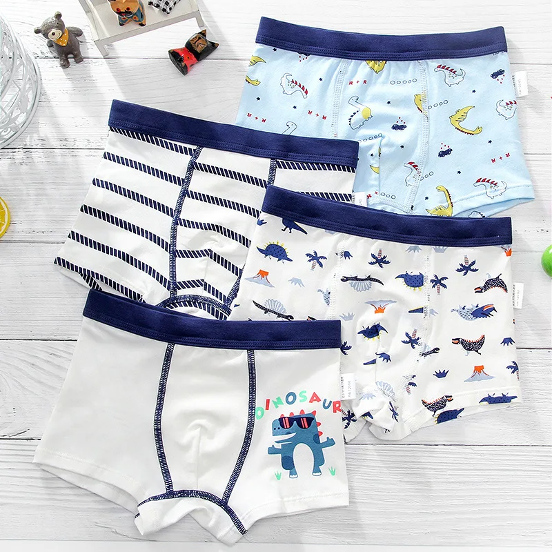 

4 pcs/lot boys underwear cotton children cute cartoon print dinosaur bear boxers kids briefs toddler teenage 4-16 years old