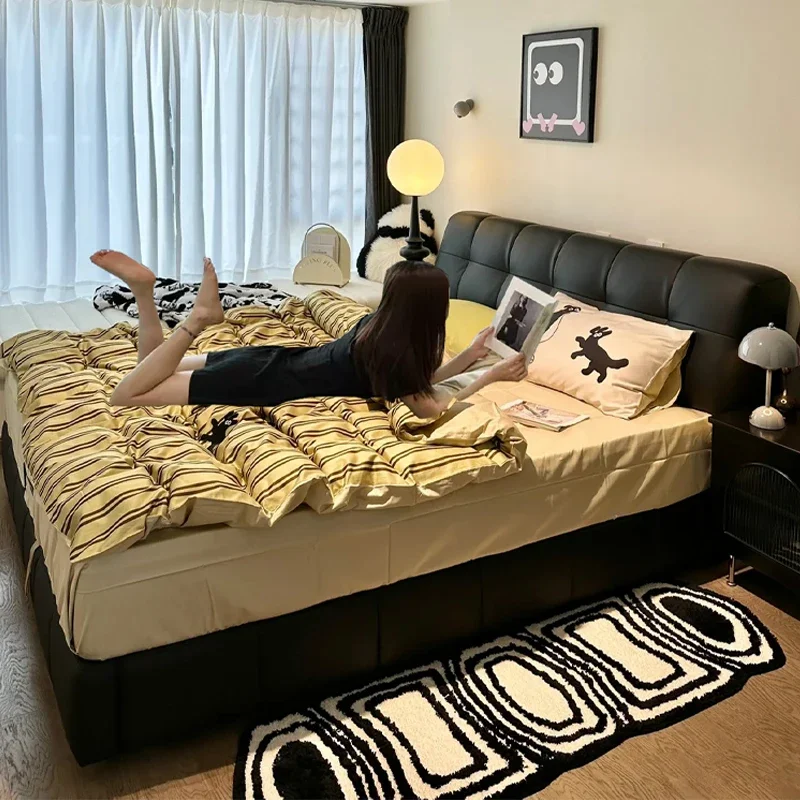

Unique Black Double Bed Design Decoration Modern Pliable Double Bed Storage Luxury Base Cama Matrimonial Furniture For Home