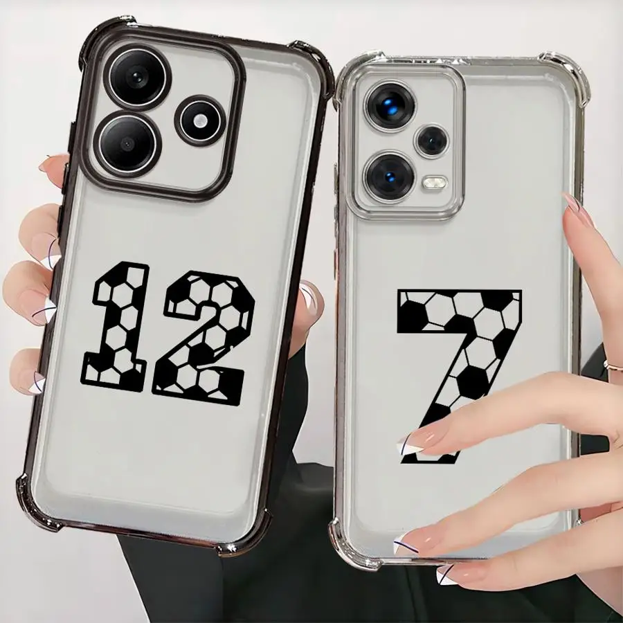 حافظة هاتف لهاتف Xiaomi Redmi Note 11s 10 Lite 14 Pro Plus 11 12 13 10 Pro 10s 9S غطاء شفاف أرقام نجوم كرة القدم #1