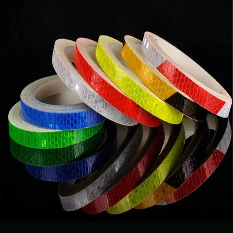 1cmx8m Bike Stickers Reflective Tape Fluorescent Safety Warning Strips MTB Cycling Tapes for Bicycle Helmet Motorcycle Scooter