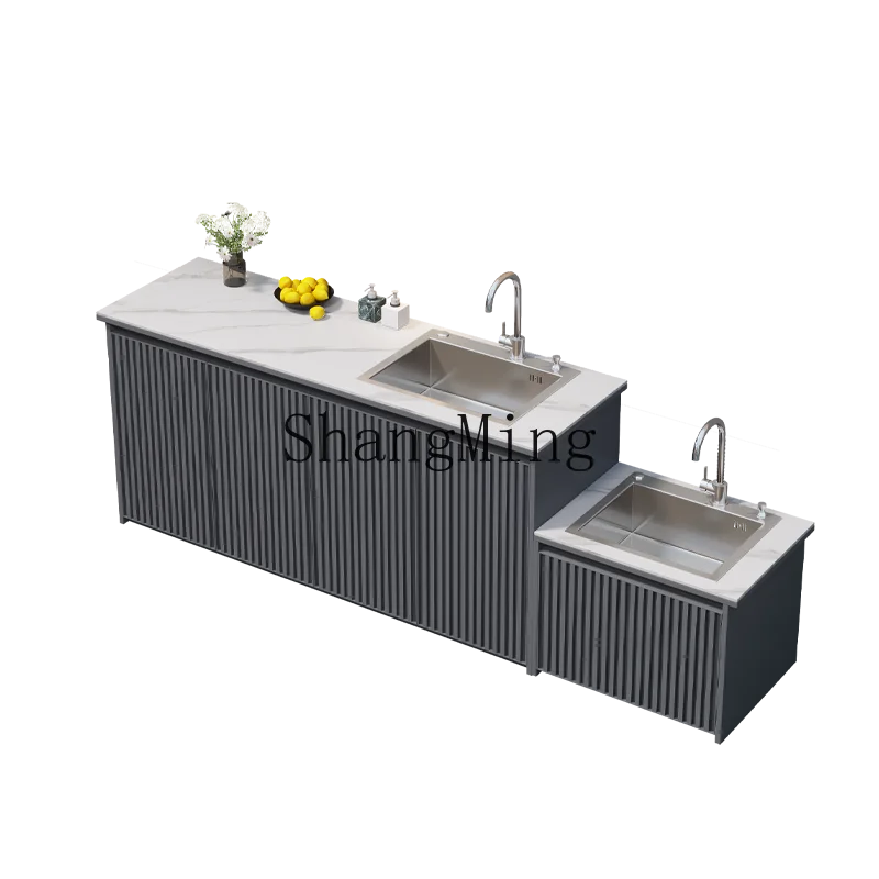 

HJ outdoor all-aluminum alloy rock slab sink basin cabinet outdoor mop pool aluminum alloy console locker