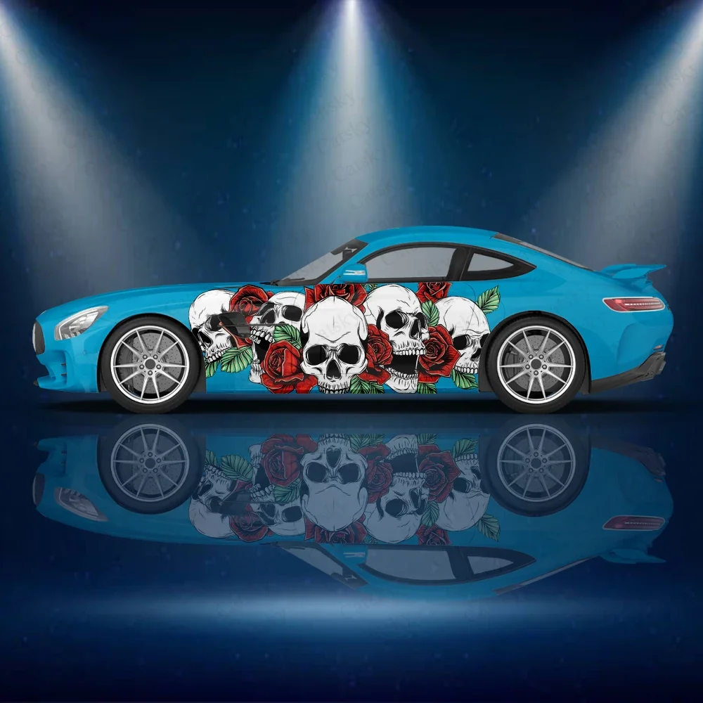 

Skull Rose Flower Car Sticker Side Graphic Modification Packaging Racing SUV Decal Vinyl Pattern Custom Car Decal Sticker