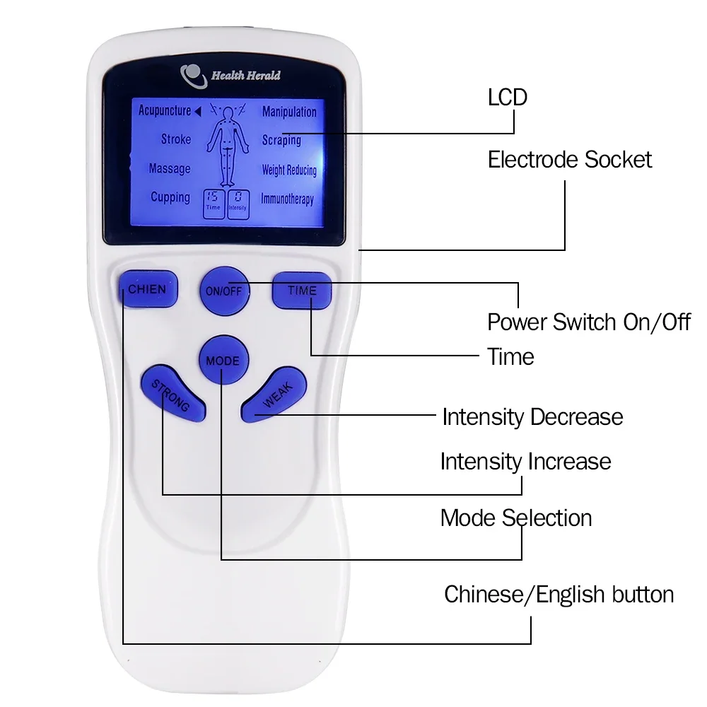 8-Modus Elektrischer EMS Muskelstimulator Akupunktur TENS Elektrostimulations-Massagegerät Digitaler Massage-Impuls Elektrostimulator – Detail 4
