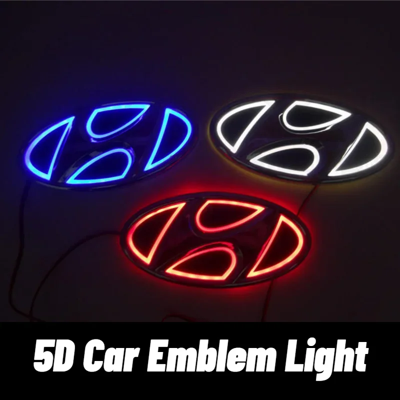 1pcs Car 5D LED Front Rear Light Emblem Sticker Accessory For Hyundai Genesis N-LINE I10 I20 I30 I40 IX20 IX35 Kona Getz Veloste view 6