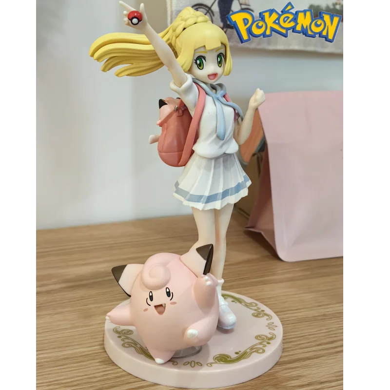 Pokemon Lillie Clefairy Figure Anime Girl Action Figurine Kawaii Model Collection Pvc Statue Doll Children Toys Gift 19.5cm