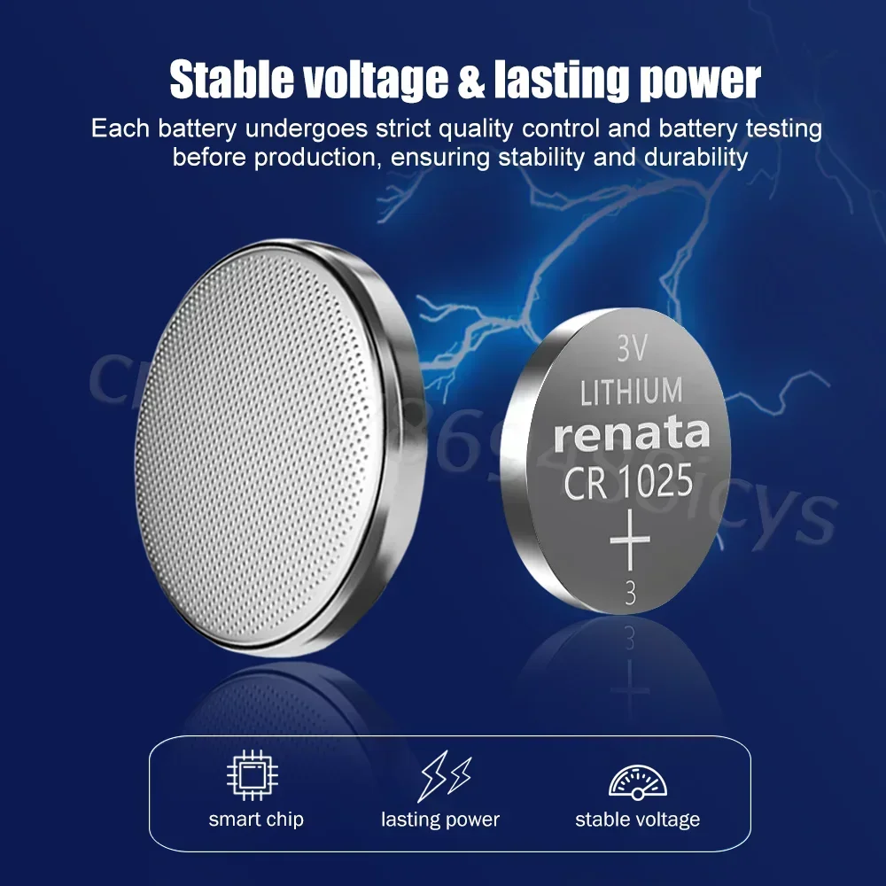 1-3PCS RENATA CR1025 CR 1025 3V Lithium Battery KL1025 DL1025 BR1025 For Car Key Watch Remote Control Clock Button Coin Cell