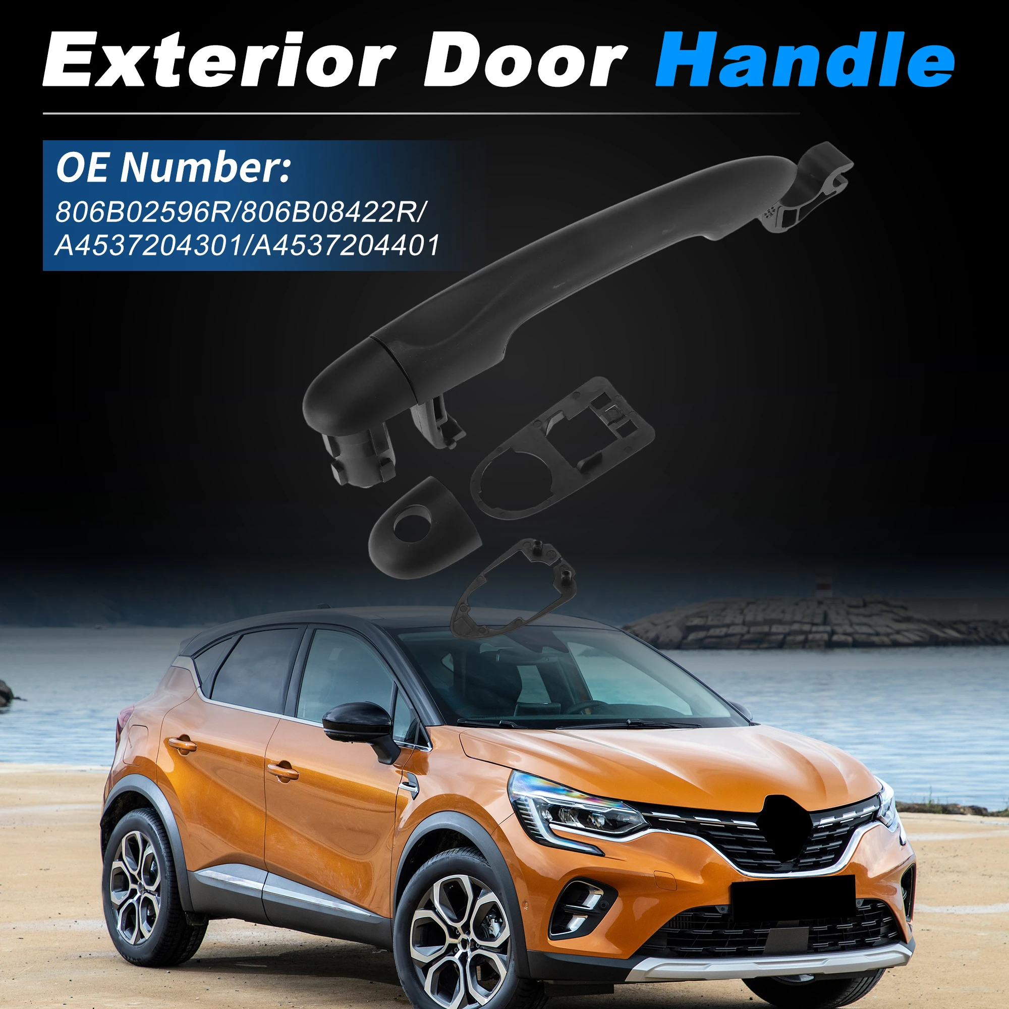 

UXCELL Front Rear Exterior Door Handle No.806B02596R Outside Car Door Handle for Renault Captur I 1.6L 2018-2025 Black 1 Pcs