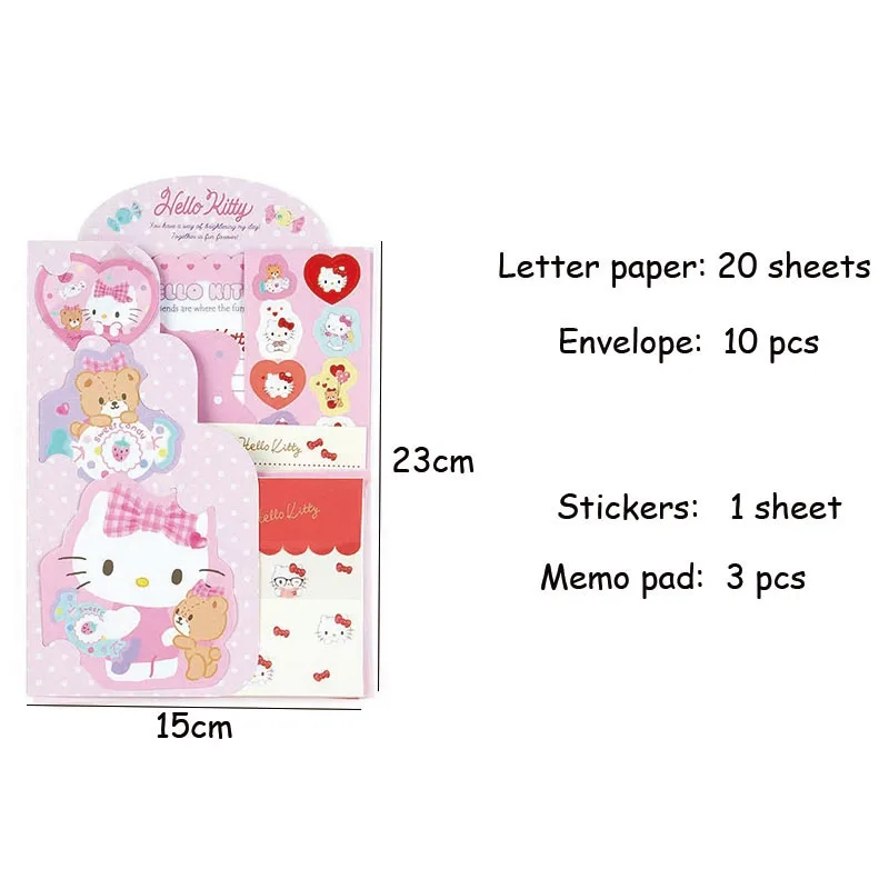 Imagem -03 - Sanrio Melody Cinnamoroll Envelope Grupo Cartoon Kitty Festival Mensagem Cartão Memo Pad Material Escolar Kids Gift 10 Conjuntos por Lote