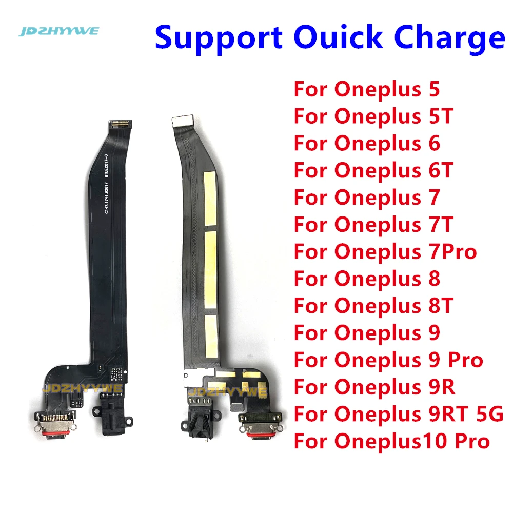 For Oneplus 5 5T A5010 6 6T 7 7T 8 8T 9 10 Pro 9R 9RT USB Charging Port Board Flex Cable Connector with Earphone Audio Jack Port