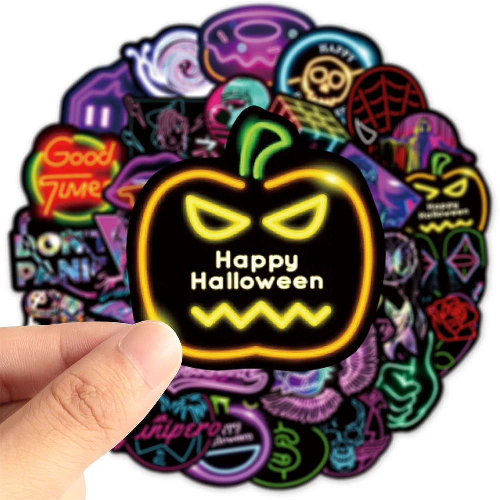 10/30/50PCS Neon Cartoon Graffiti Waterproof Sticker Personalized Creative Trend Decorative Refrigerator Guitar Helmet Wholesale