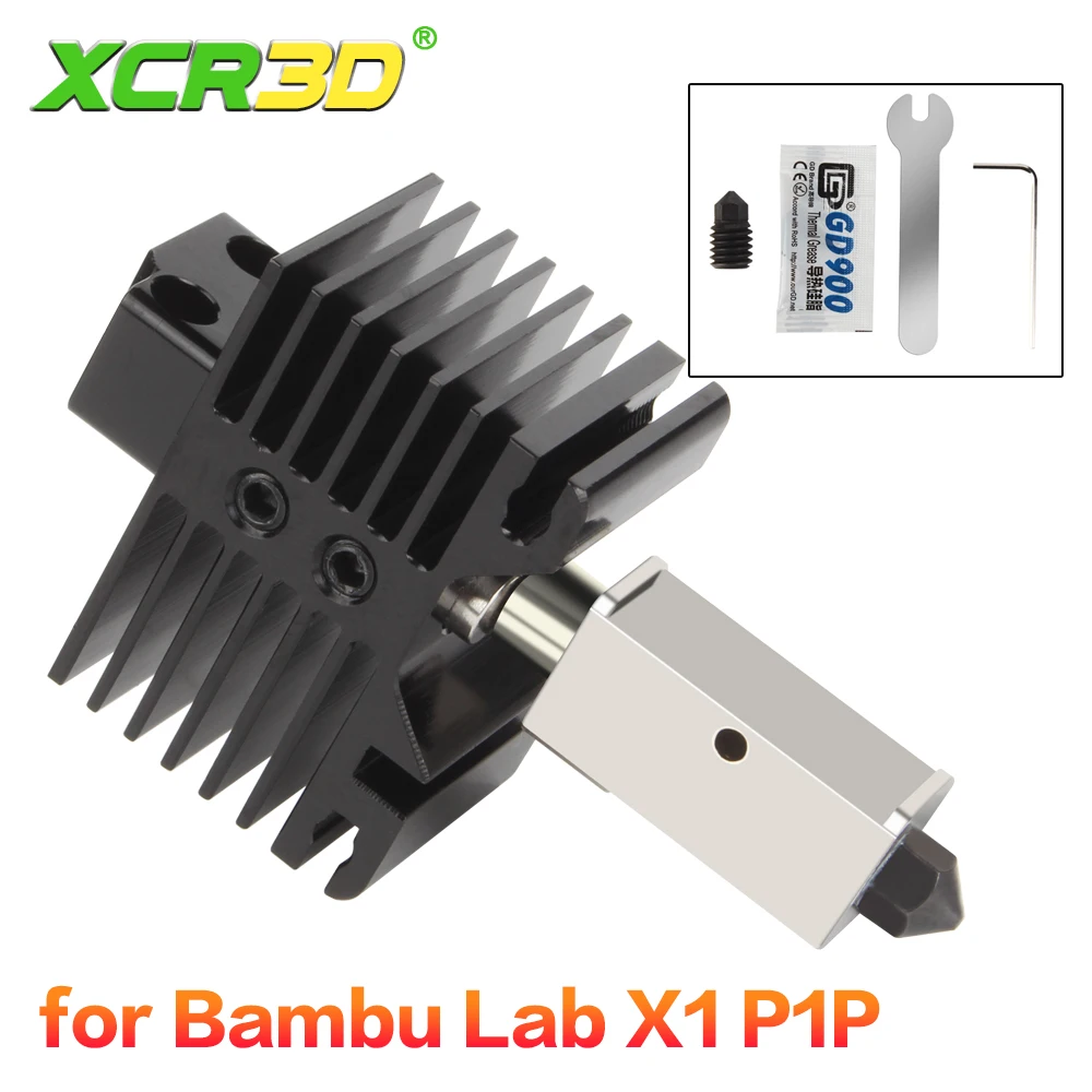 

XCR3D 3D Printer parts Uprgraded hotend Extruder Kit Plated Copper Heater Block Hardened Steel Nozzle For Bambu Lab X1/P1P