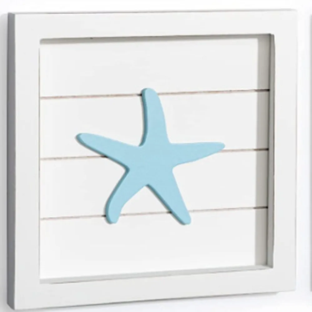 Seashells Wall Art Rustic Beach House Bathroom Wall Beach Decorations for Home,Ocean Theme Beach Bathroom Decor for Bedroom