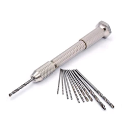 Mini Micro Aluminum Hand Drill With Keyless Chuck High Speed Steel Twist Drill Bit Woodworking Drilling Rotary Tool Hand Drill