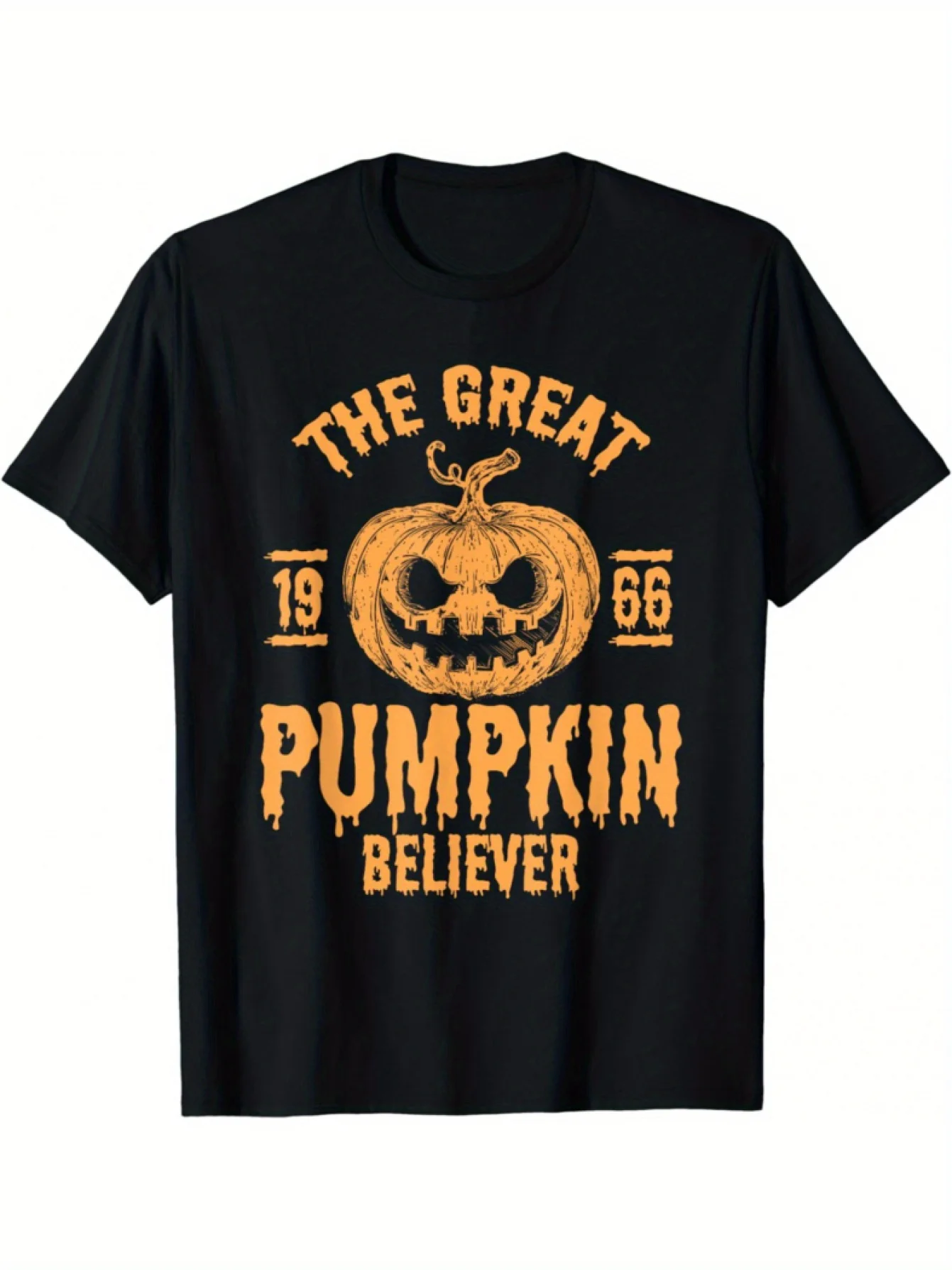 

Vintage The Great Pumpkin Believer Halloween T-Shirt for Men Soft Cotton Short Sleeve Festive Clothing