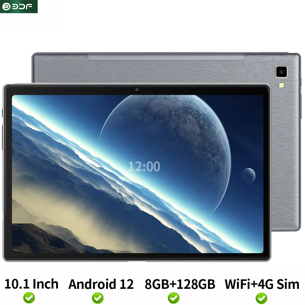 كمبيوتر لوحي Android 8GB + 128GB+10.1INCH HD + 5000mAh بطارية بشاشة WiFi + 3G 4G LTE Android12 OS