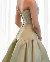 Sansa Customized 2026 Elegant Champagne Gold Strapless Prom Dresses Beaded Corset Satin Ball Gown Formal Evening Gowns Vestidos 5