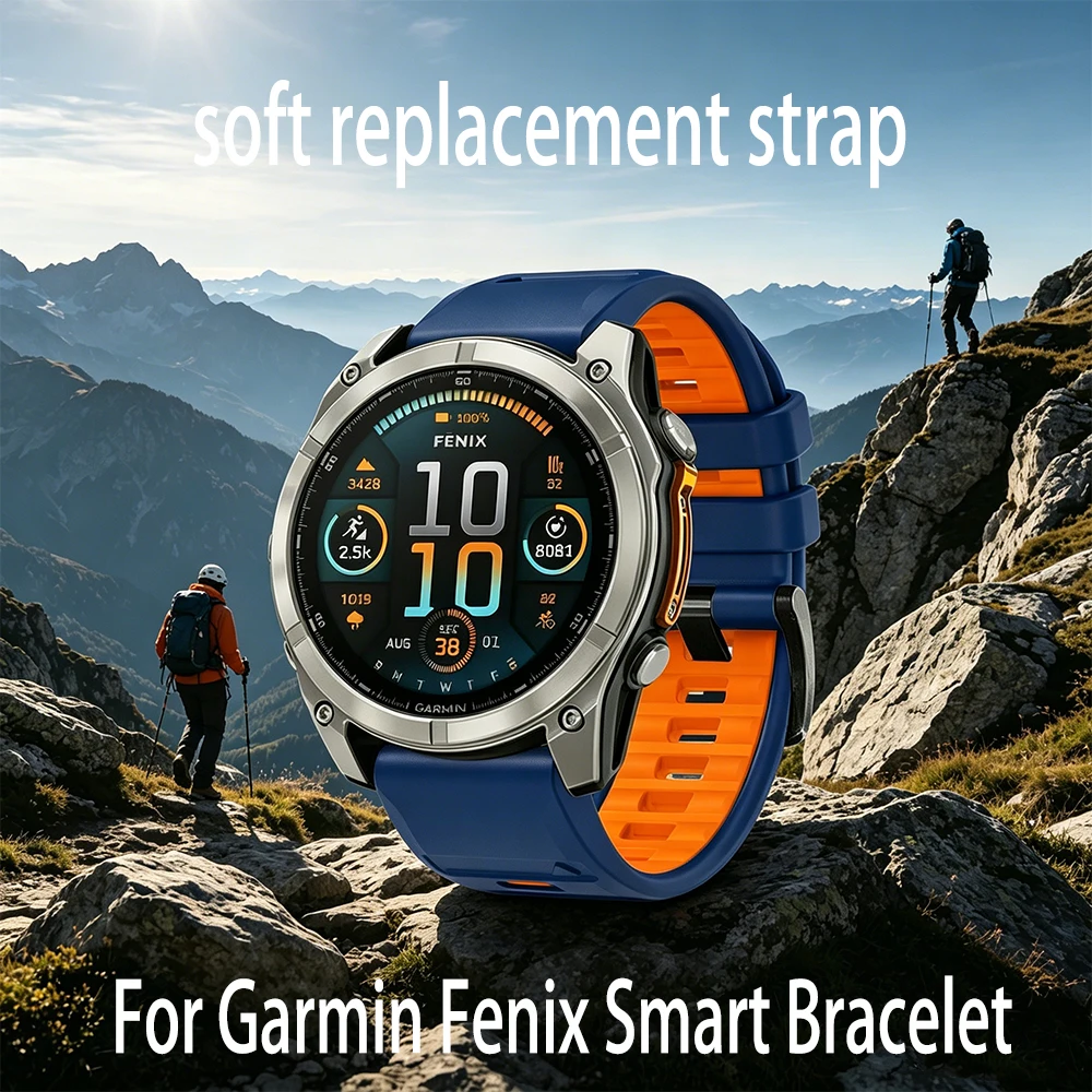 

Двухцветный силиконовый ремешок QuickFit 26 22 мм для Garmin Fenix ​ ​ 6X 6 Pro: Повседневные и универсальные часы для Fenix ​ ​ 8 E 7X 7 Pro 5X 5 Plus 3