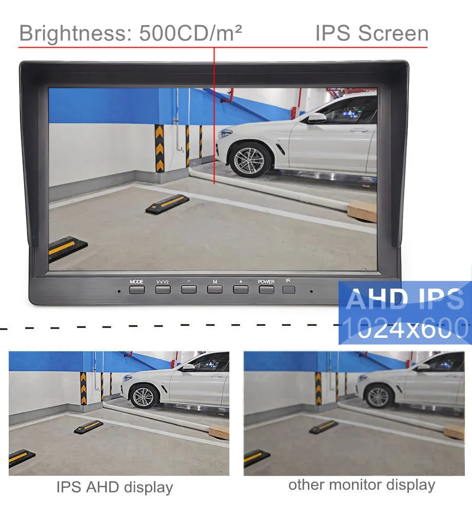 DIYKIT 1920x1080 10.1inch AHD IPS Car Monitor IP68 Starlight Night Vision AHD Rear View Car Camera for Car Bus Houseboat Truck