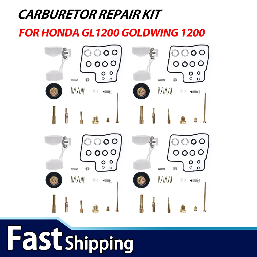 

4 Sets For Honda GL1200 Goldwing 1200 Interstate Aspencade 1984-1987 Carburetor Repair Kit Carb Rebuild Set With Float