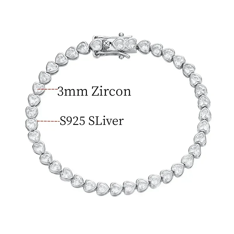 100% 925 Sterling Silver 5A Zircon Bracelets for Women Lucky Bubble Bangles Lover Hand Chain Wedding Birthday Party Gift Jewelry