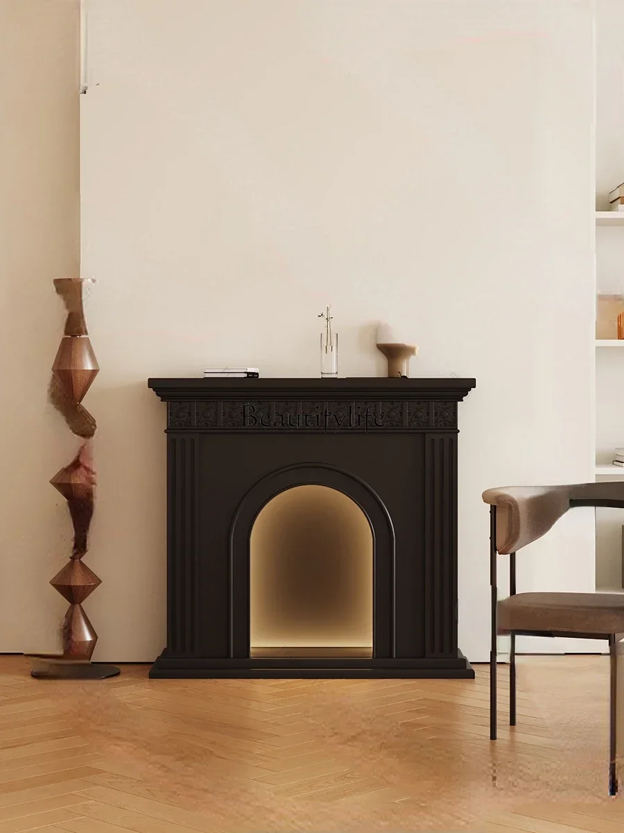 French engraved decoration luminous simulation fireplace fireplace floor cabinet custom against the wall