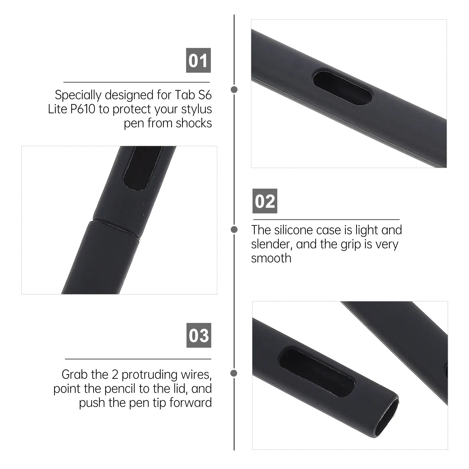 

Silicone Stylus Cover Anti-Slip Compatible For Tab P610 Shockproof Lightweight Smooth Grip Case Holder Sleeve For