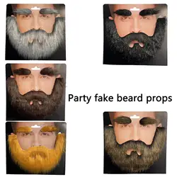 Fake Beard And Eyebrow Set Adult Costume Props DIY Accessories Fake Facial Hair for Birthday Easter Cosplay For Props Stage Perf