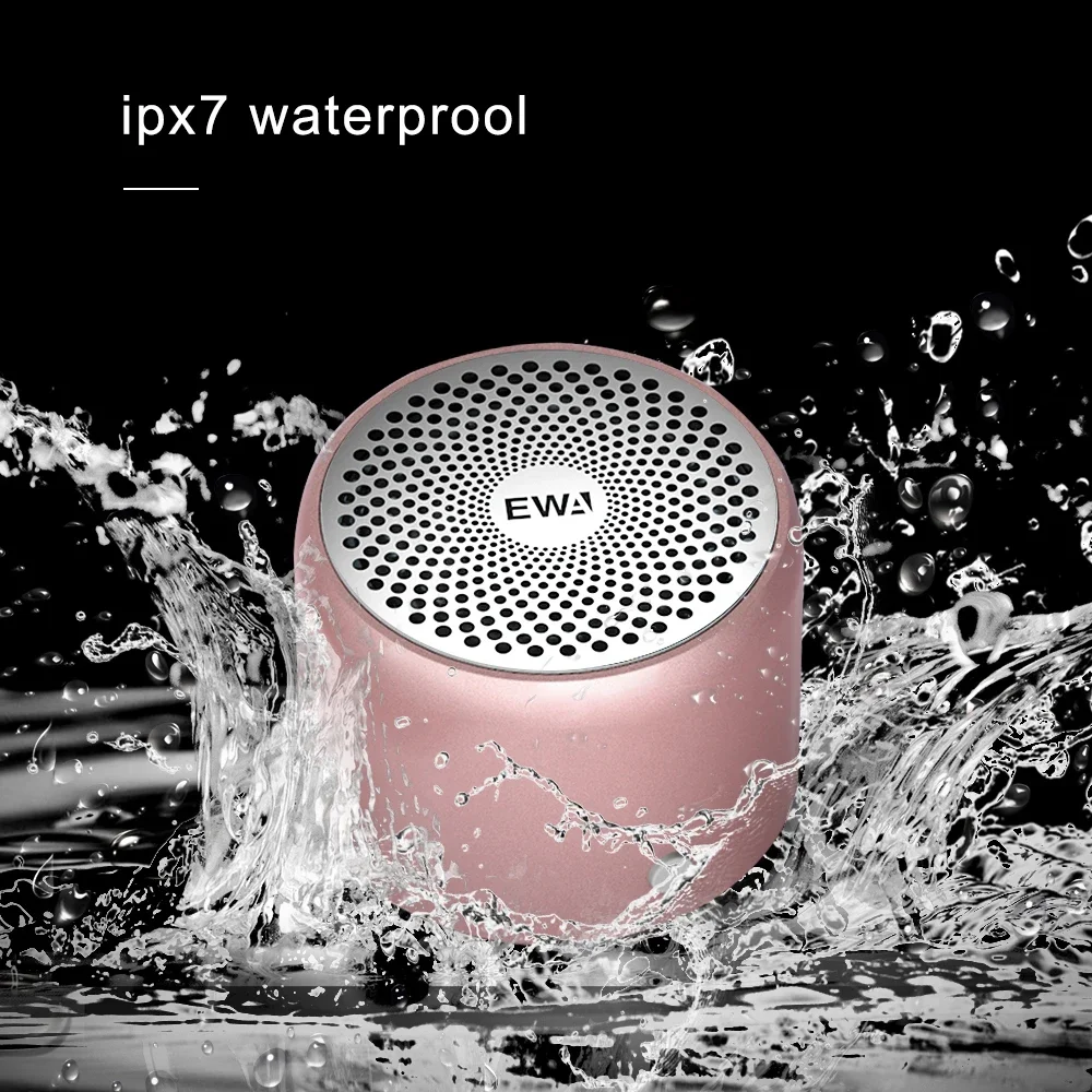 EWA سمّاعات بلوتوث لاسلكية معدنية مقاومة للماء محمولة باس المبرد سمّاعات بلوتوث صغيرة مناسبة للخارجية