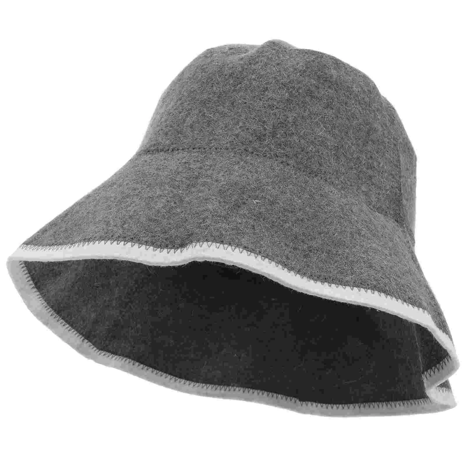 Sauna Room Organic Wool Felt Hatss Russian Bathing Wool Bucket for Woman Shower Accessories Miss Caps