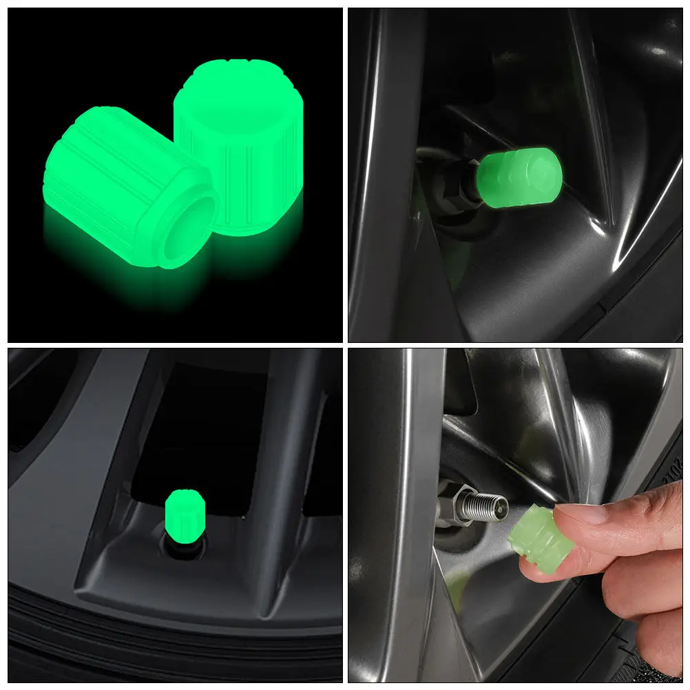 24Pcs Glow in The Dark Tire Valve Caps Car Tyre Stem Dust Caps for Cars Suv Trucks Motorcycle High Performance Safety Decorative