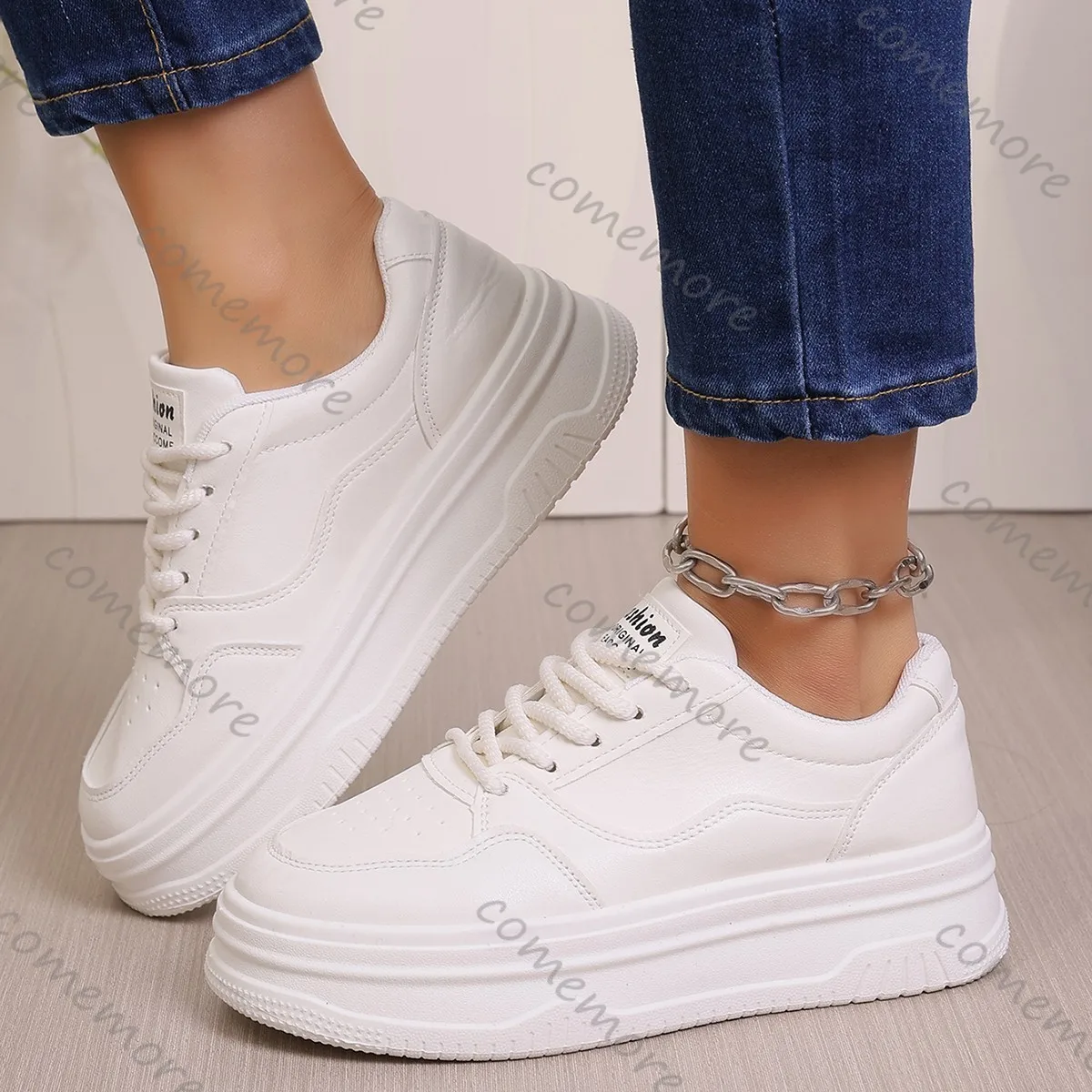 

Comemore весенне-осенние кроссовки, элегантные кроссовки с круглым носком на шнуровке, спортивная обувь для отдыха, тенниса, новая модная удобная женская обувь