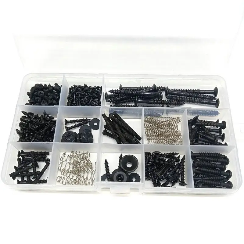 652F 258 Pieces Guitar Screw 9 Types, Guitar Screws Assortment Set with Springs for Electric Guitar Switch, Neck Plate