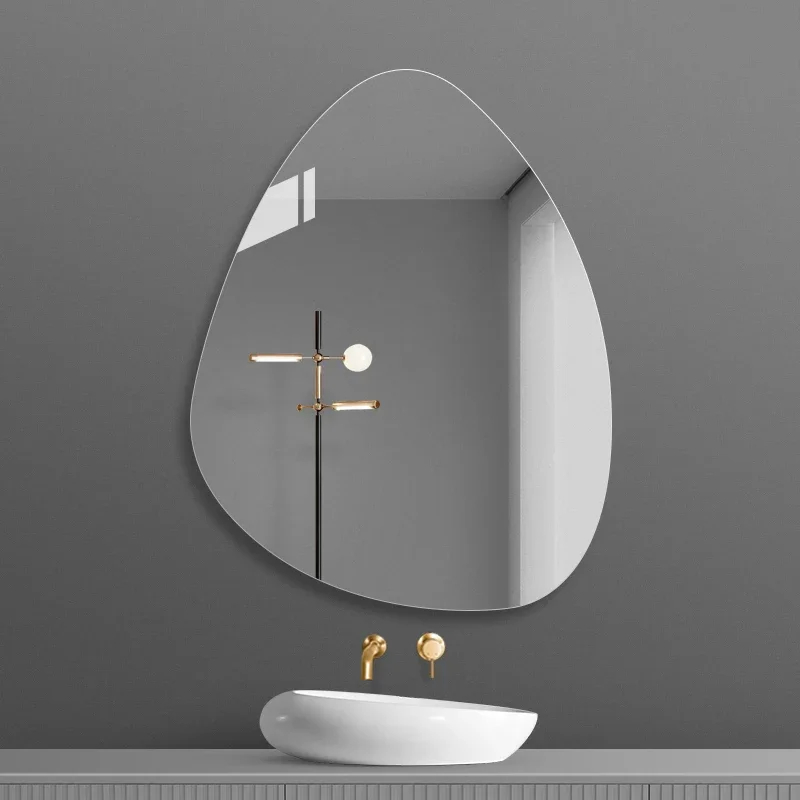 

Modern Aesthetic Bathroom Mirror Curved Makeup Safety Clear Bathroom Mirror Irregular Odd Shape Espelhos Com Luzes Furniture