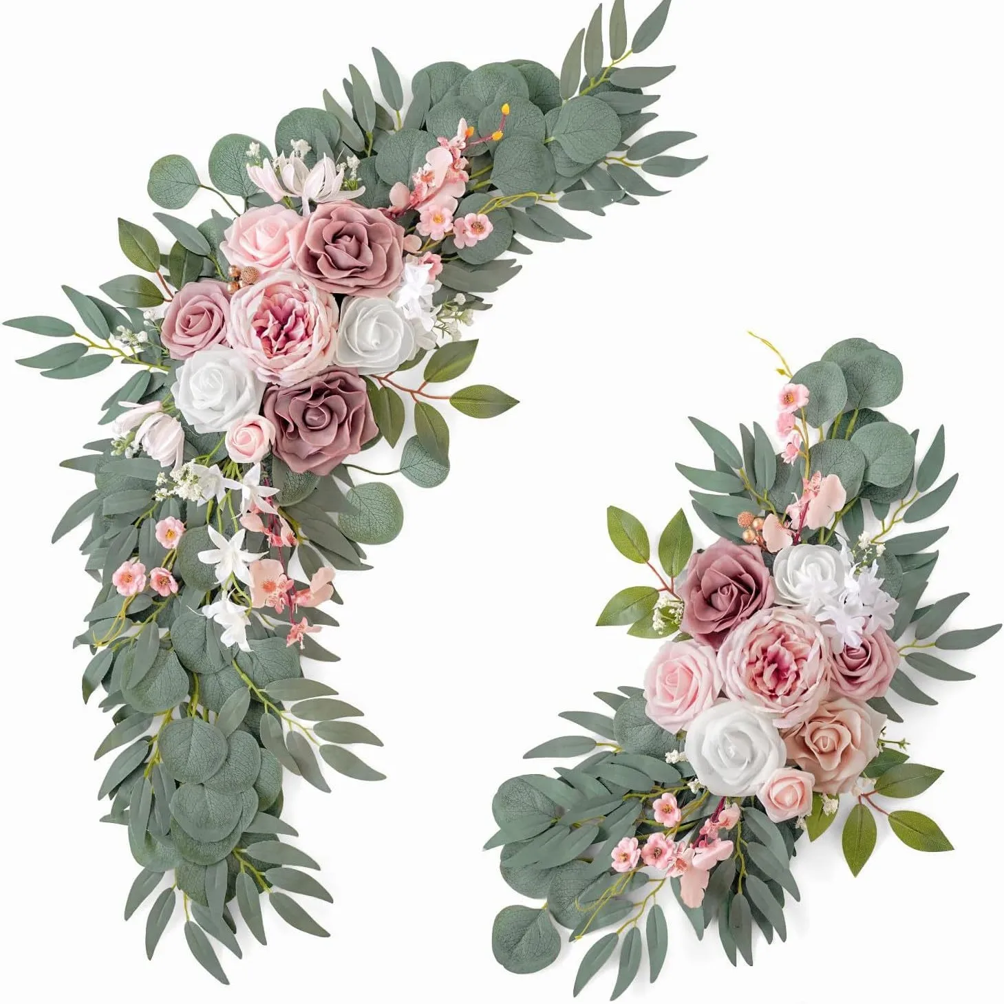 2 Stück Hochzeitsbogen-Dekoration, Blumen, Heimdekoration, künstliche Rosenblütenkränze, Set für Hochzeit im Freien, Willkommensschilder, Dekorationen