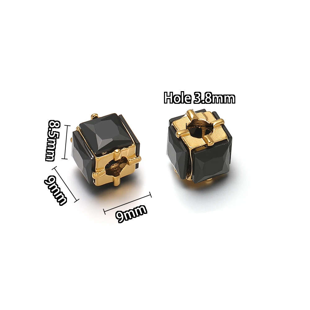 3 Stück Edelstahl-Zirkon-Würfelperlen, quadratische lose Abstandshalterperlen für DIY-Schmuck, Halsketten, Anhänger, Armbänder und Ohrringe – Detail 3