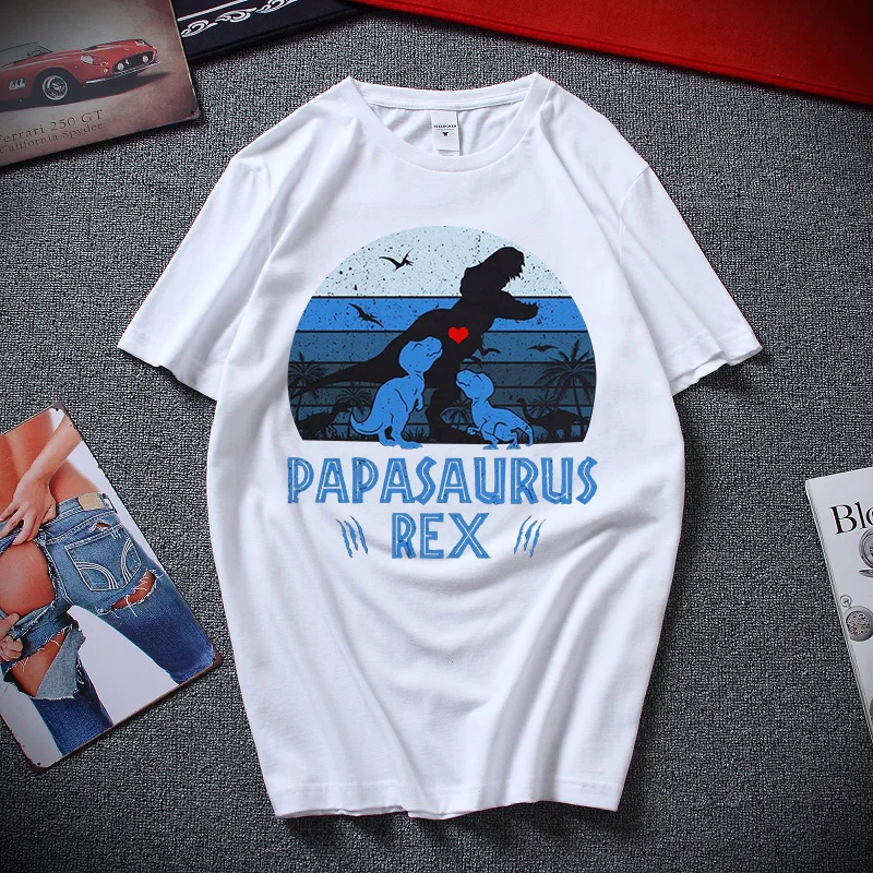 Vintage T-shirt Bestseller Papasaurus Rex Shirt Daddy Daddy Dinosaur T-Rex T-shirt Father's Day Unisex Loose T-shirt Camisetas